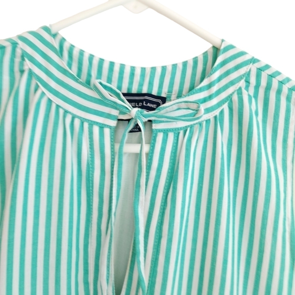 DUFFIELD Lane Teal Striped Midi Dress - Picture 6 of 11